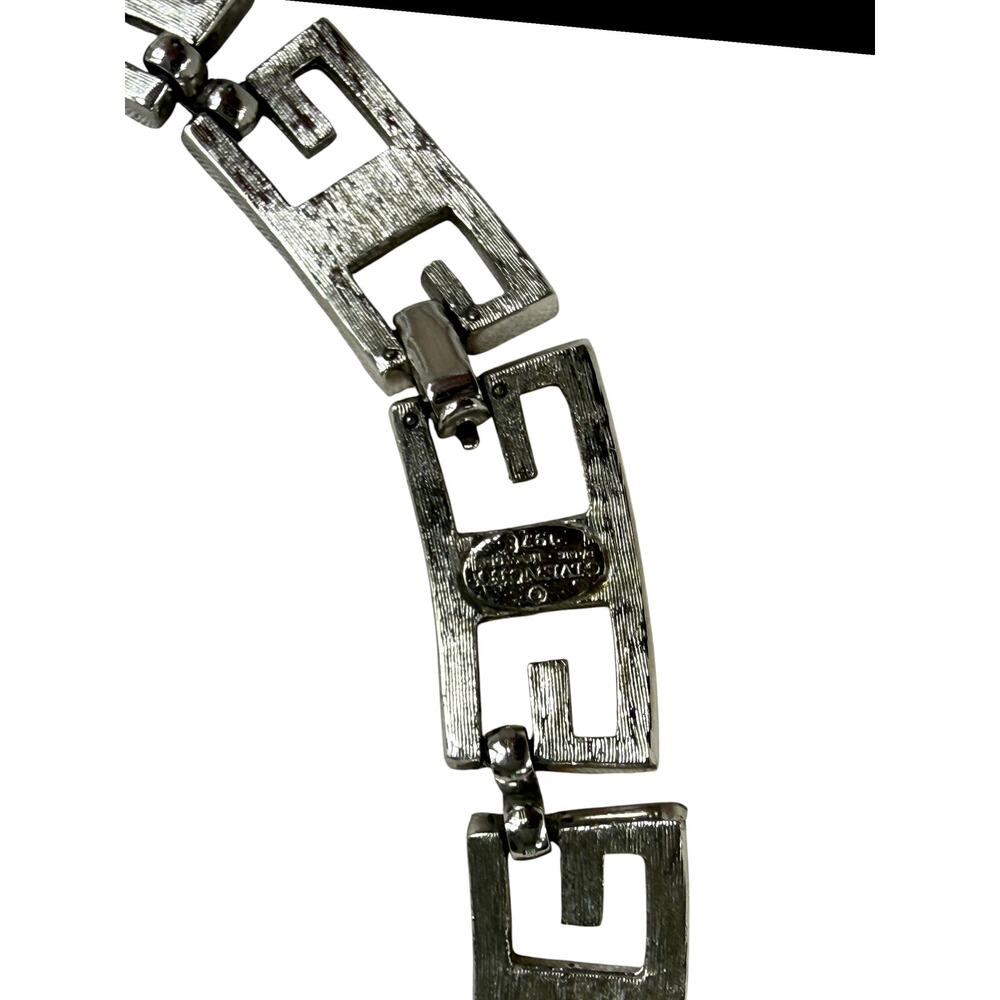 Vintage Givenchy 1978 Greek Key G Link Silver Plated Necklace Paris New York - Picture 8 of 8